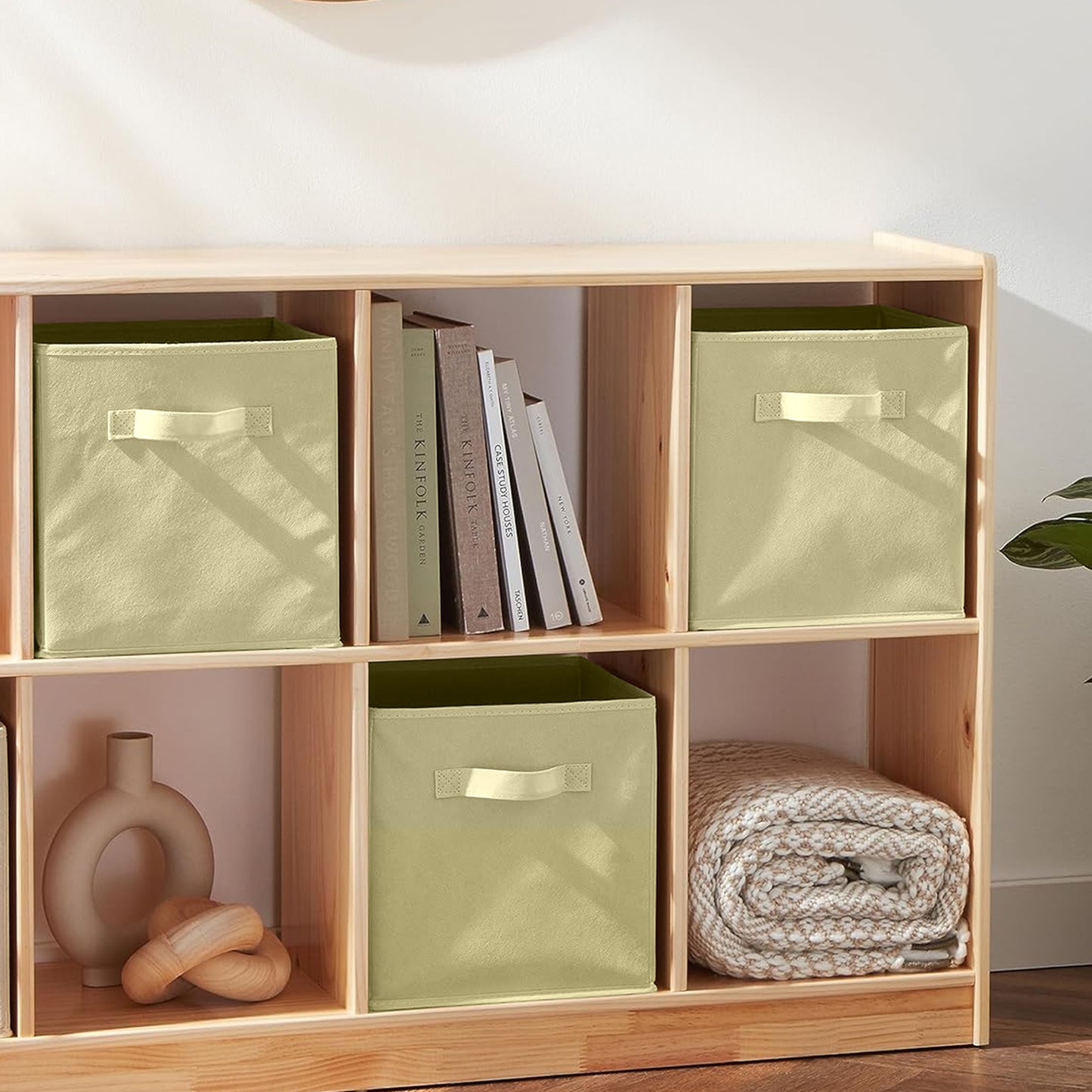 Cheer Collection Fabric Storage Cubes with Handles 6 Pack Collapsible Shelf Organizer Bins