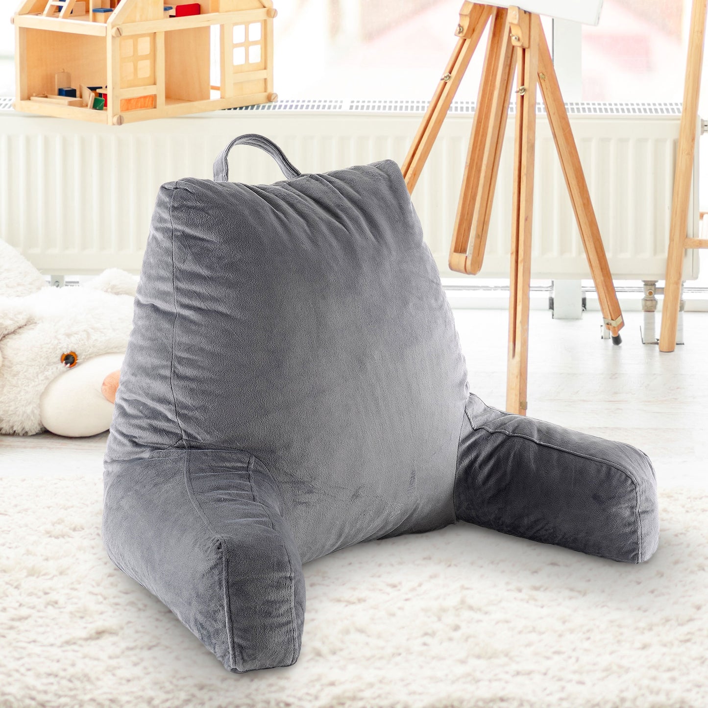 Cheer Collection Kids Size Reading Pillow with Arms for Sitting Up in Bed