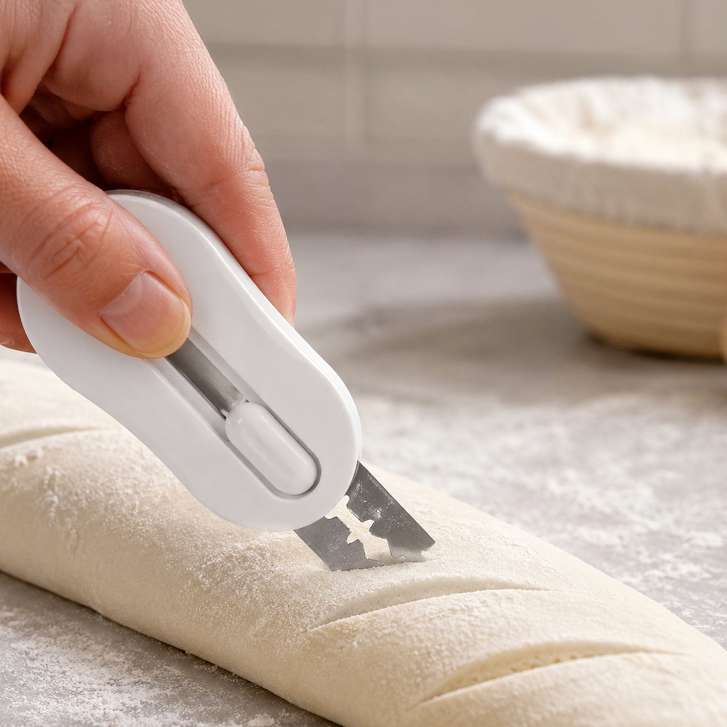 Cheer Collection Retractable Bread Scoring Tool with Magnetic Storage & Replacement Blades