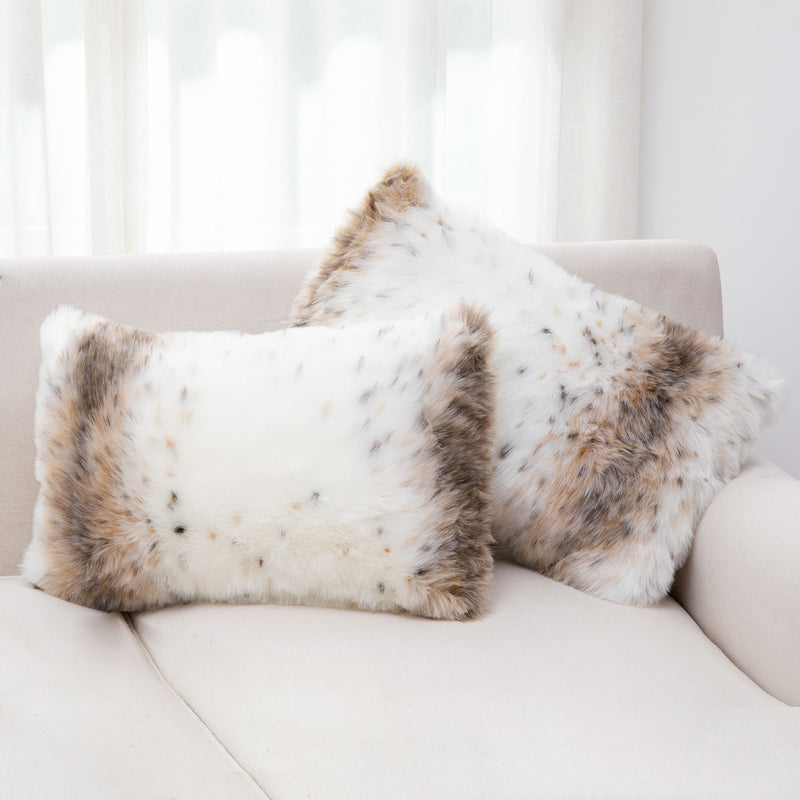 Cheer Collection Animal Print Fur Decorative Throw Pillows for Aesthetic Room Decor - Multiple Sizes