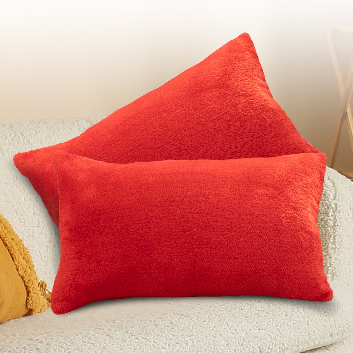 Cheer Collection Microsherpa Throw Pillow Ultra Soft and Fluffy, Elegant Home Decor, Velvet Stylish Accent Pillows - Set of 2