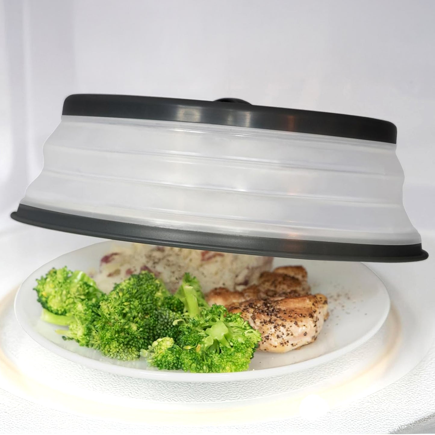Cheer Collection Collapsible Microwave Splatter Cover with Steam Vents, BPA Free and Easy Grip Handle