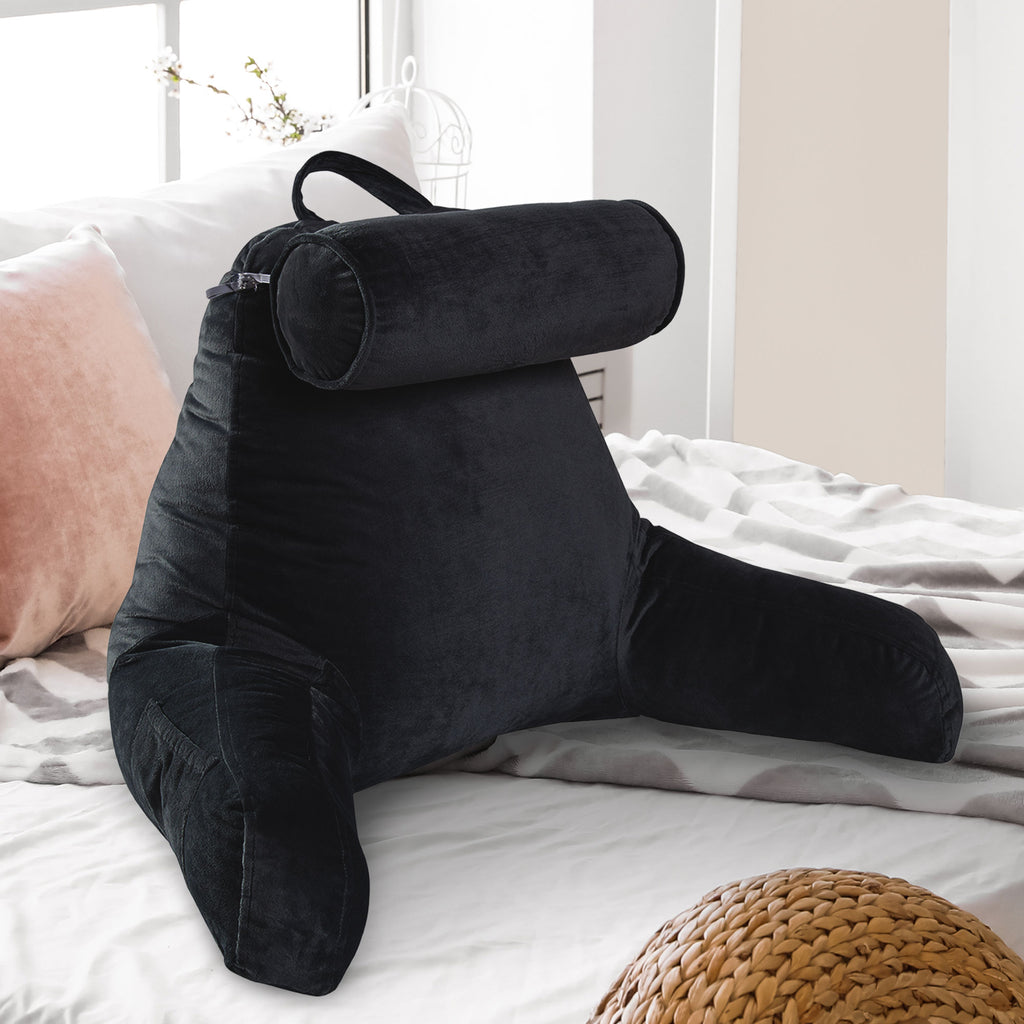 Cheer Collection Extra Large Hollow Fiber TV Pillow and Reading with Bolster & Backrest