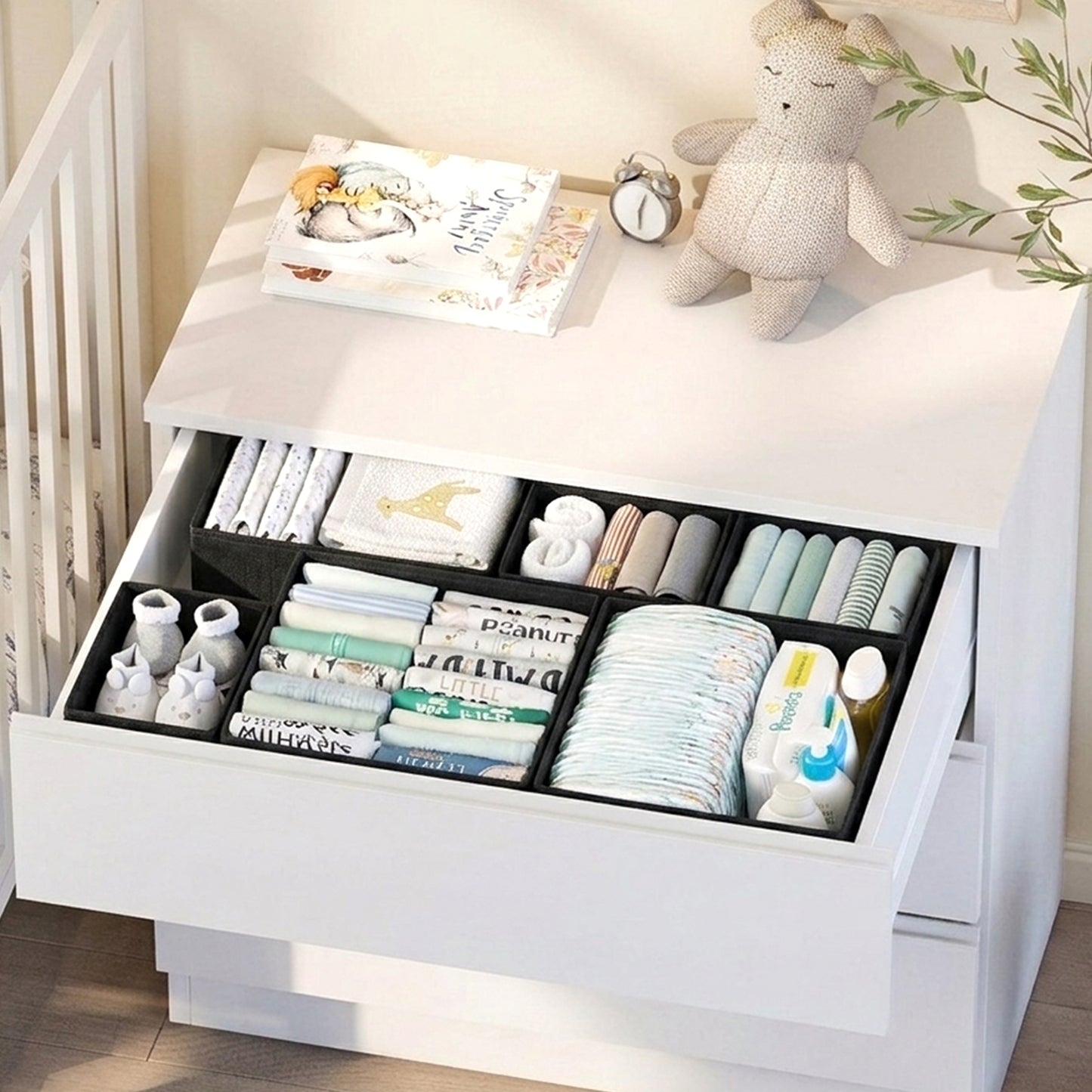 Cheer Collection 12-Piece Foldable Fabric Clothes Drawer Organizer Set