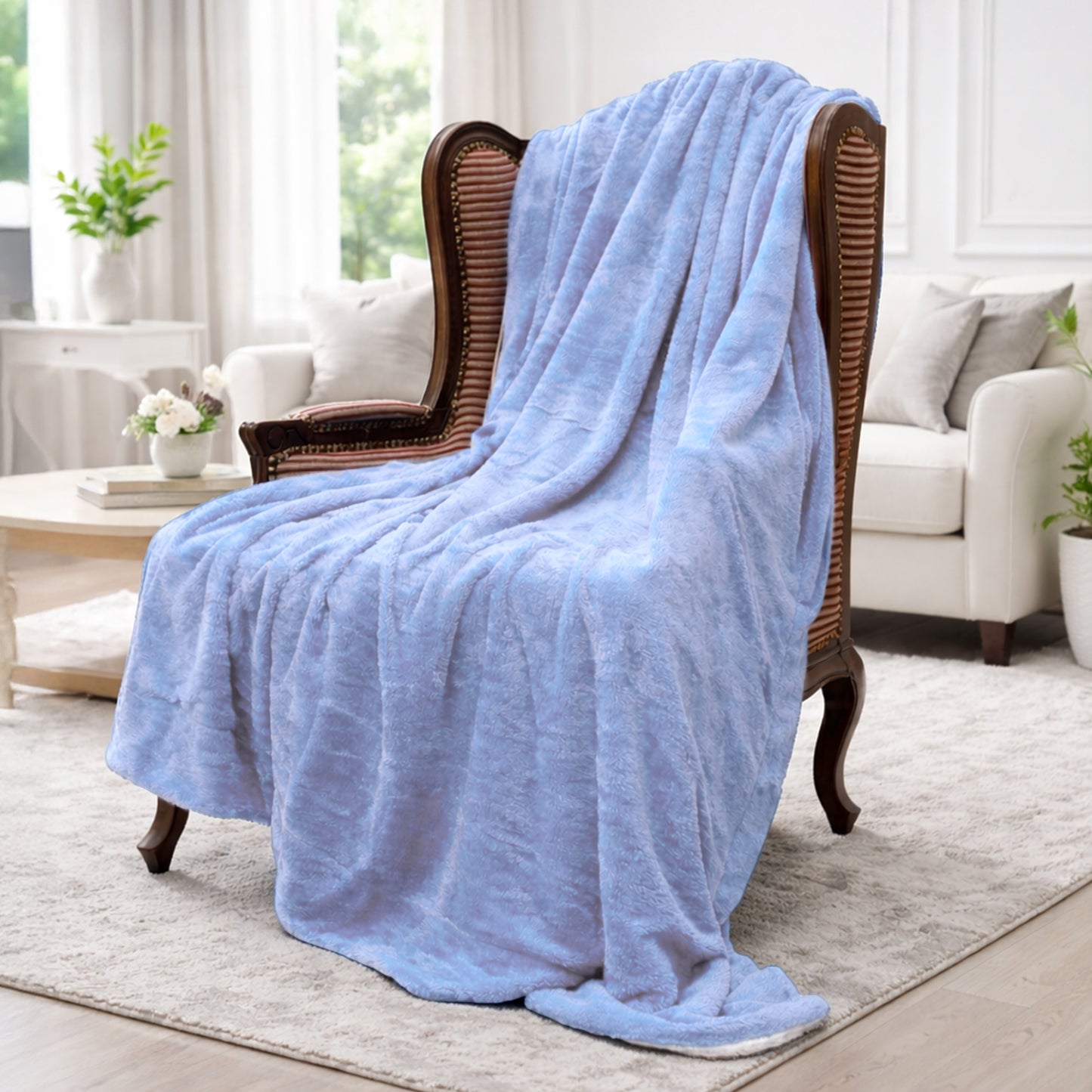 Cheer Collection Microsherpa Throw Blanket - Luxury Soft Velvet, Elegant Decorated, Stylish Accent Blanket