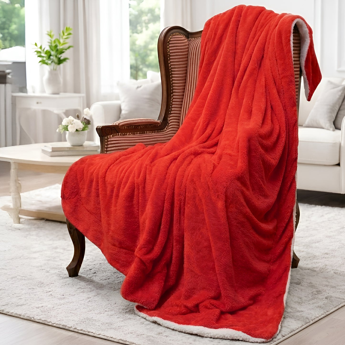Cheer Collection Microsherpa Throw Blanket - Luxury Soft Velvet, Elegant Decorated, Stylish Accent Blanket