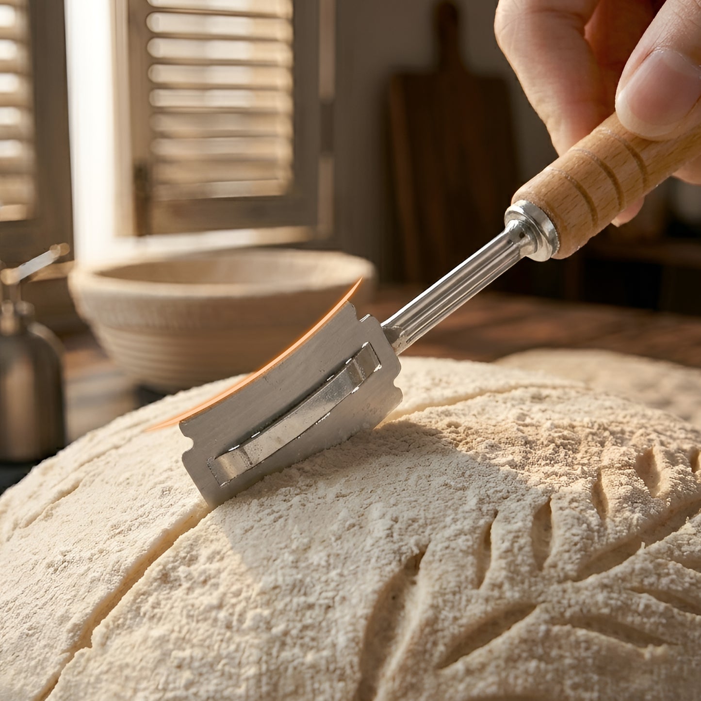 Cheer Collection Artisan Bread Lame Scoring Tool with Wooden Handle & Protective Cover