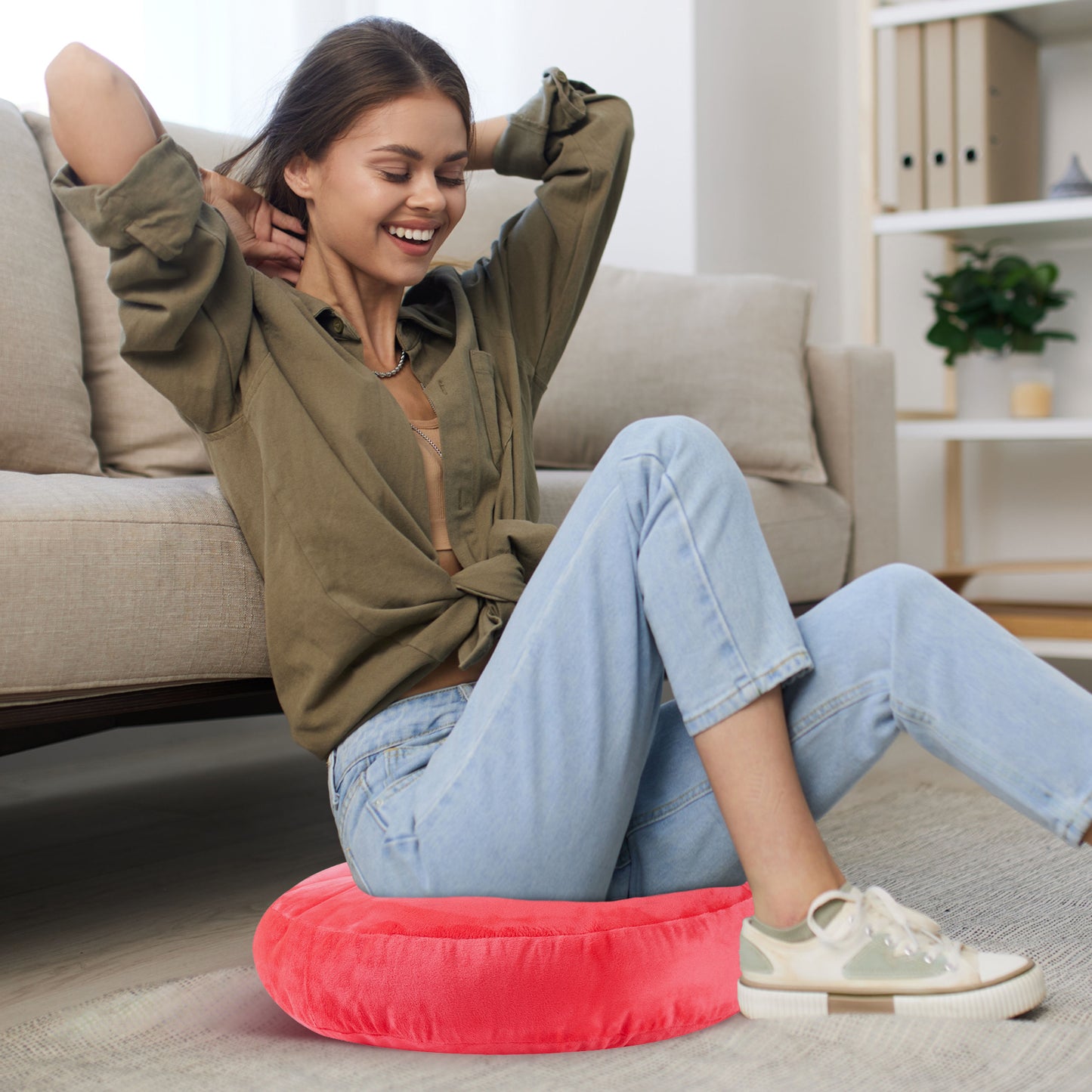 Cheer Collection Round Donut Pillow - Super Soft Microplush Doughnut Pillow and Comfy Seat Cushion for Kids and Adults
