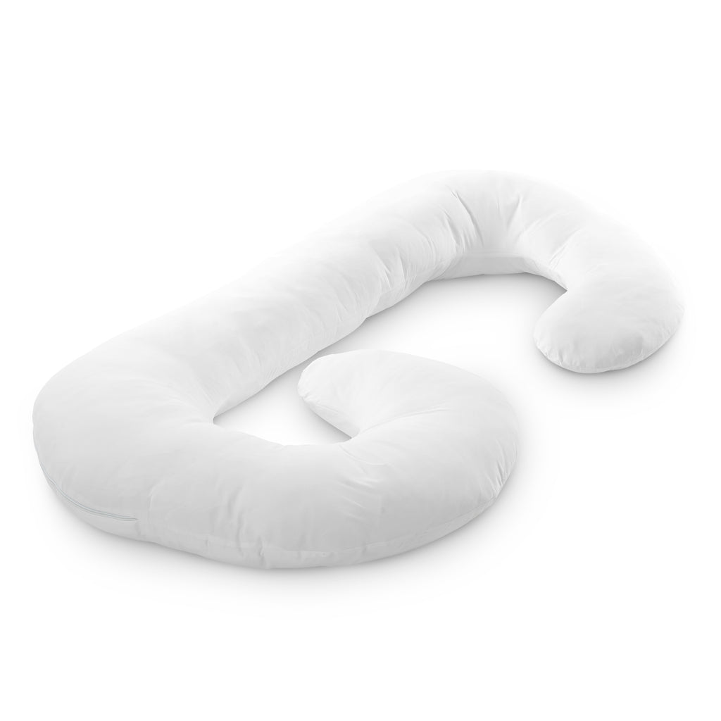 Cheer Collection Hypoallergenic Down Alternative Premium Total Body J Shaped Pillow Washable Cover