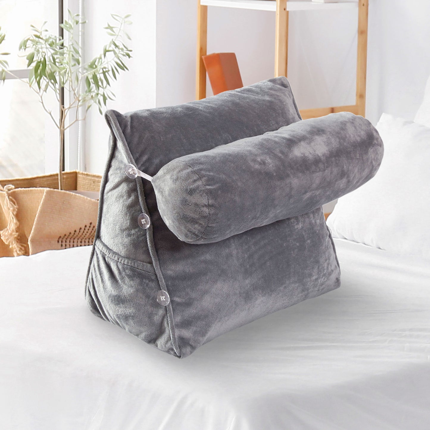 Cheer Collection Wedge Pillow with Detachable Bolster & Backrest