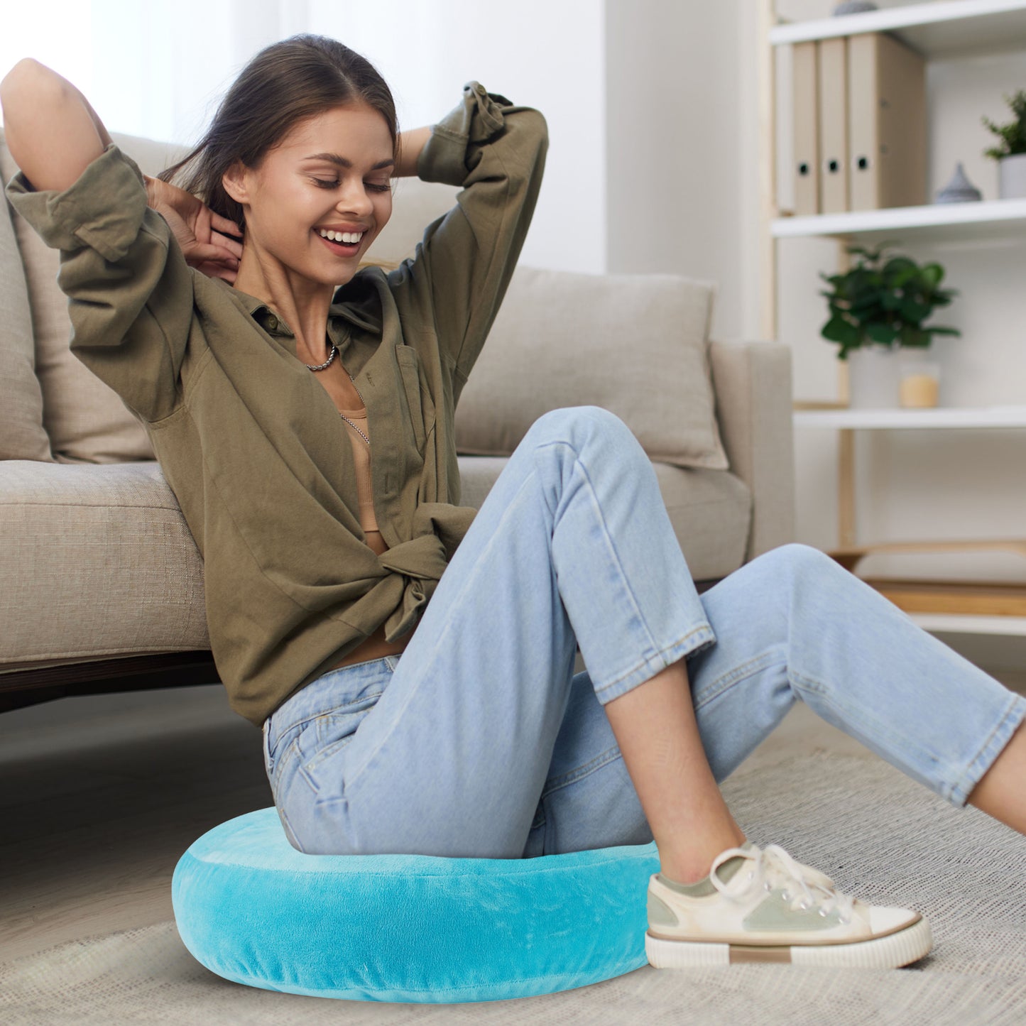 Cheer Collection Round Donut Pillow - Super Soft Microplush Doughnut Pillow and Comfy Seat Cushion for Kids and Adults