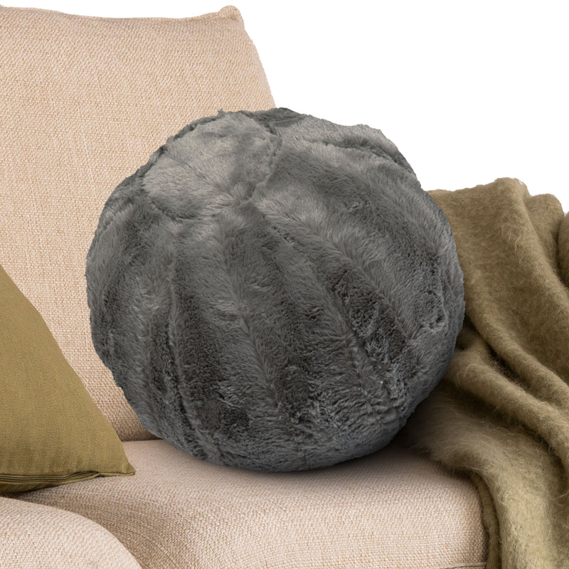 Cheer Collection Ball Throw Pillows for Living Room Decor, Decorative Pillows for Couch - Fluffy Aesthetic Cuddle Pillow with Insert - 10" Round