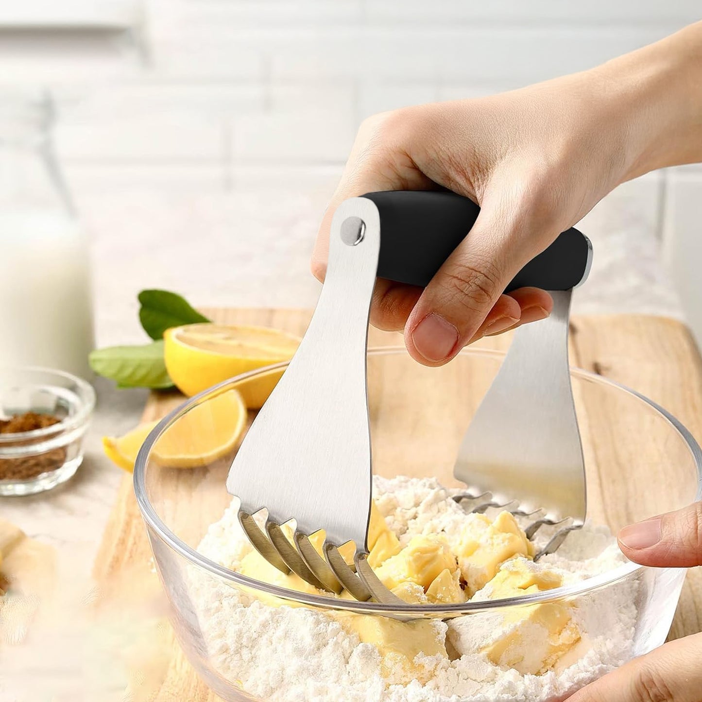 Cheer Collection Stainless Steel Dough Blender Pastry Cutter Heavy Duty Butter Mixing Tool