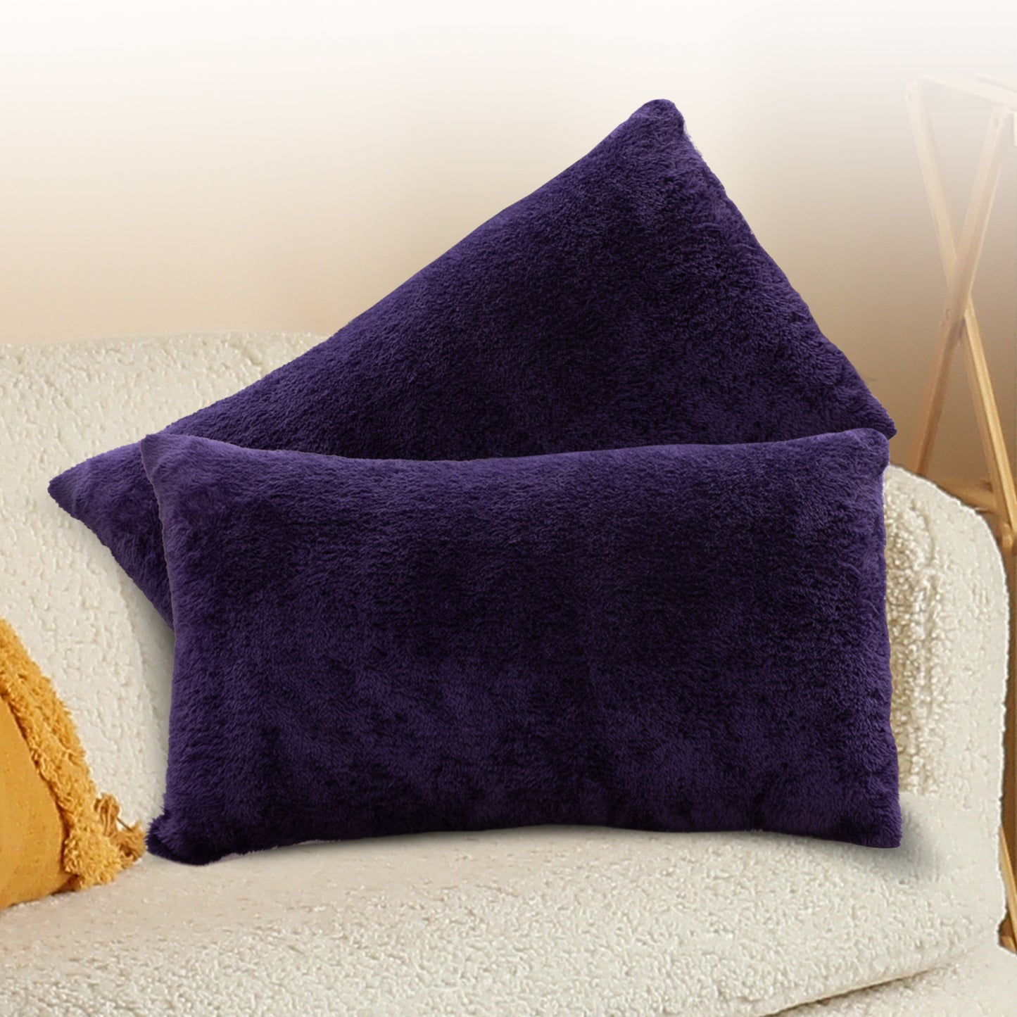 Cheer Collection Microsherpa Throw Pillow Ultra Soft and Fluffy, Elegant Home Decor, Velvet Stylish Accent Pillows - Set of 2