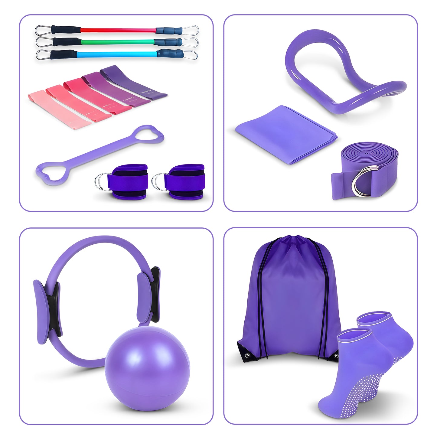 Cheer Collection Complete Home Pilates & Fitness System, 18-Piece Workout Kit
