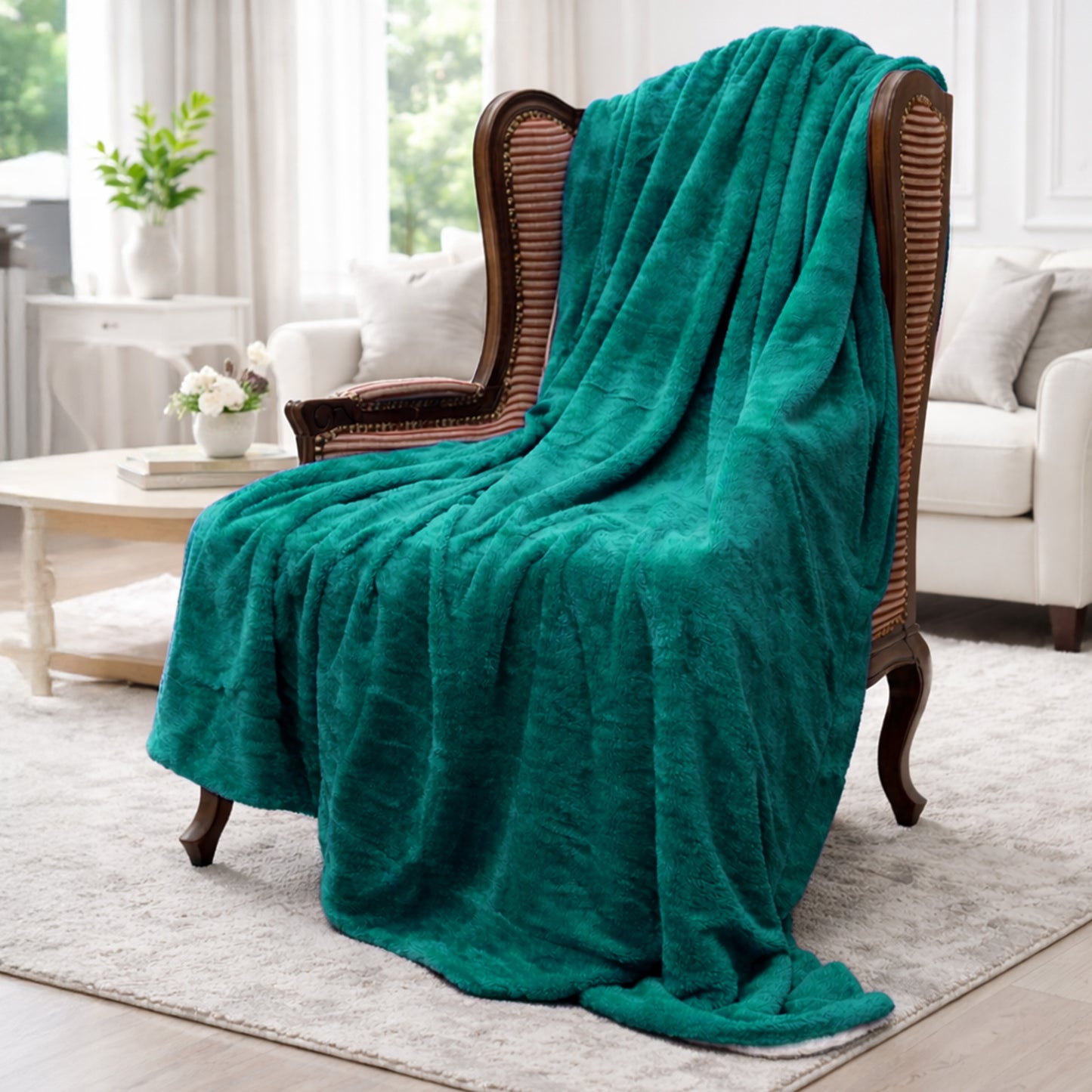 Cheer Collection Microsherpa Throw Blanket - Luxury Soft Velvet, Elegant Decorated, Stylish Accent Blanket