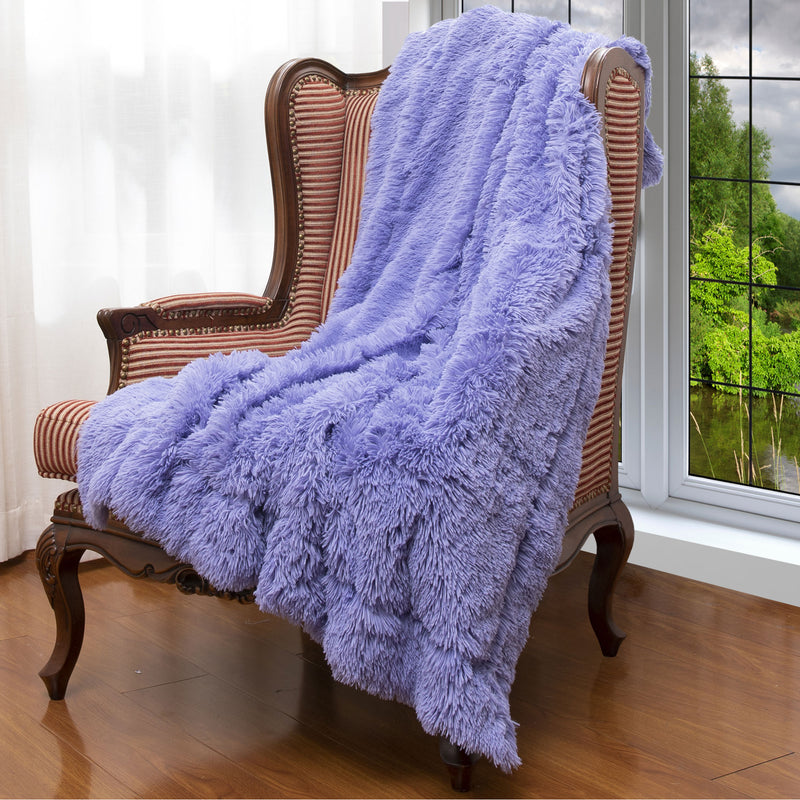 Cheer Collection Reversible Faux Fur Accent Throw Blanket