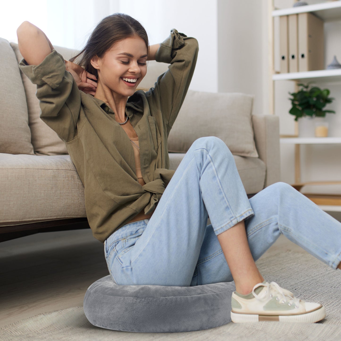 Cheer Collection Round Donut Pillow - Super Soft Microplush Doughnut Pillow and Comfy Seat Cushion for Kids and Adults