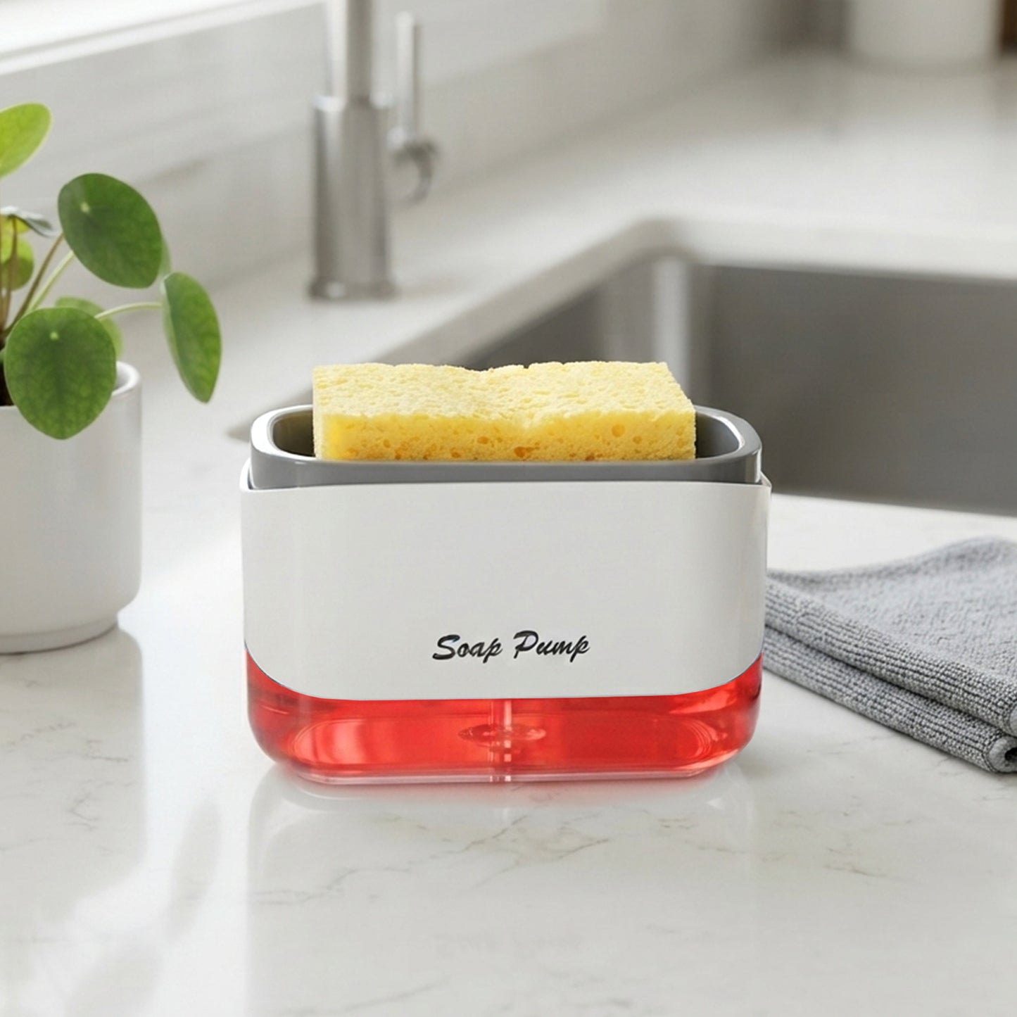 Cheer Collection Dish Soap Dispenser and Sponge Holder