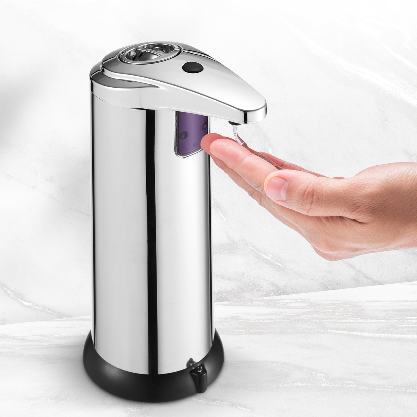 Cheer Collection Touchless Soap Dispenser with Waterproof Base and Automatic Sensor, Stainless Steel Dish Soap Dispenser for Kitchen or Bathroom
