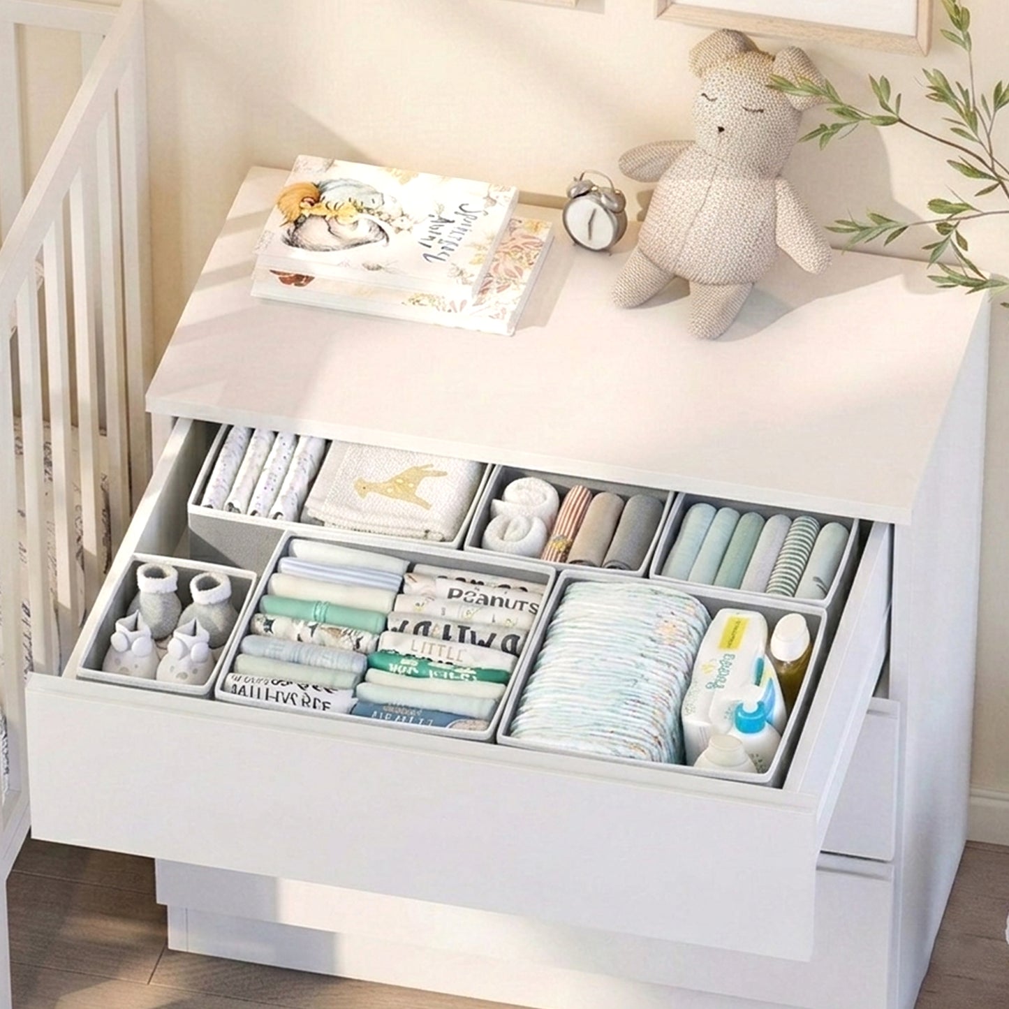 Cheer Collection 12-Piece Foldable Fabric Clothes Drawer Organizer Set