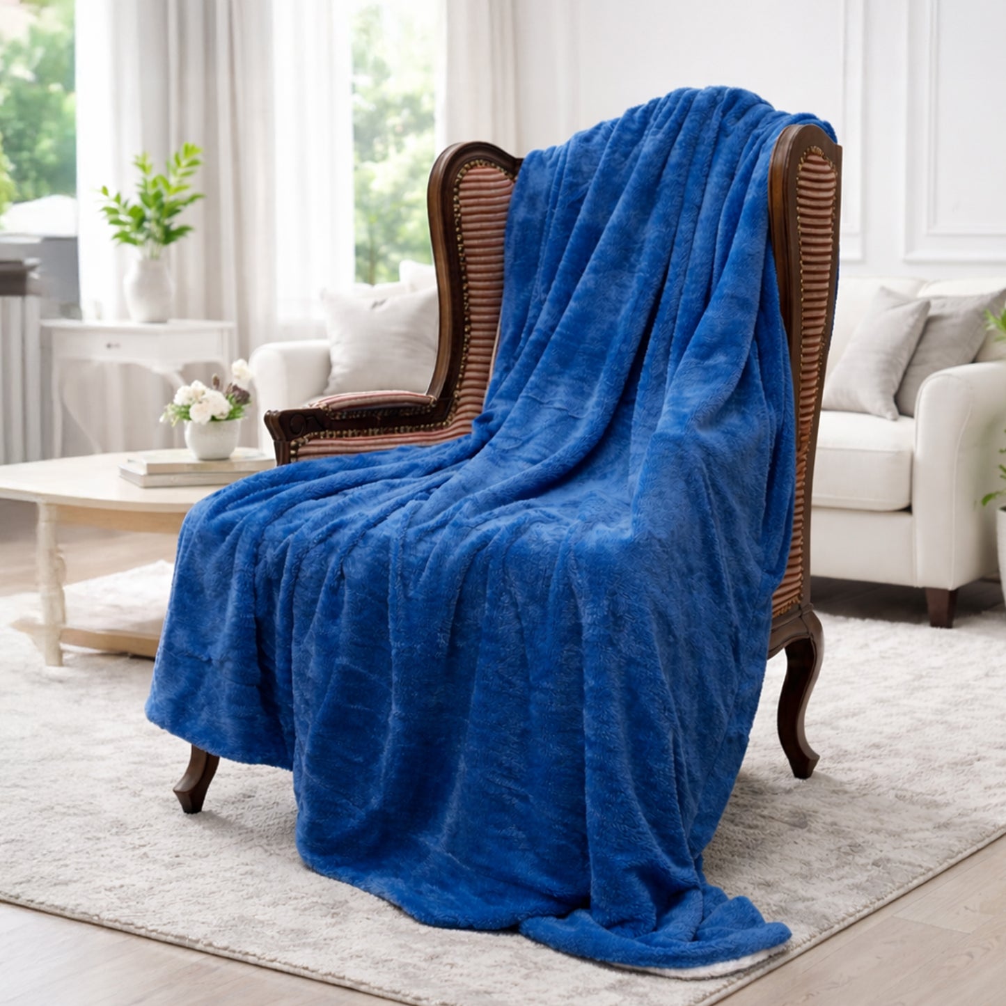 Cheer Collection Microsherpa Throw Blanket - Luxury Soft Velvet, Elegant Decorated, Stylish Accent Blanket