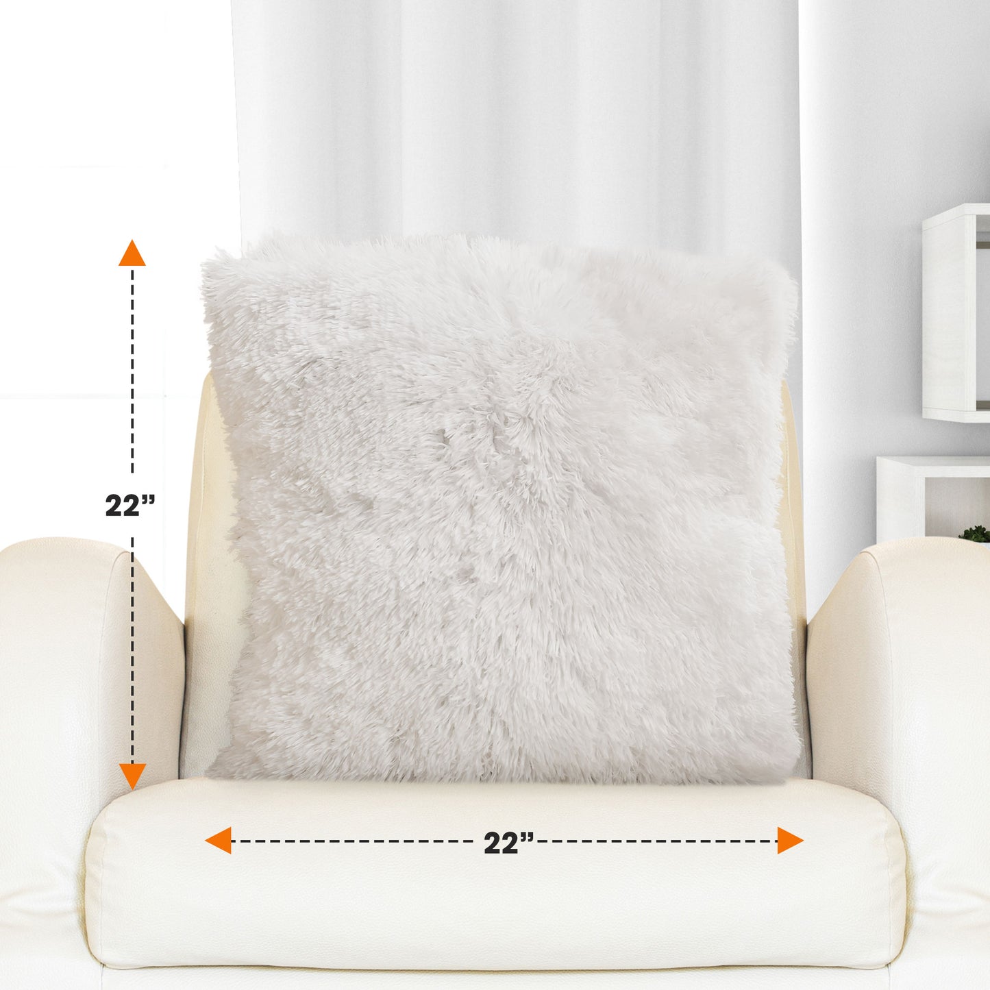 Cheer Collection Set of 2 Super Soft Shaggy Faux Fur Throw Pillows