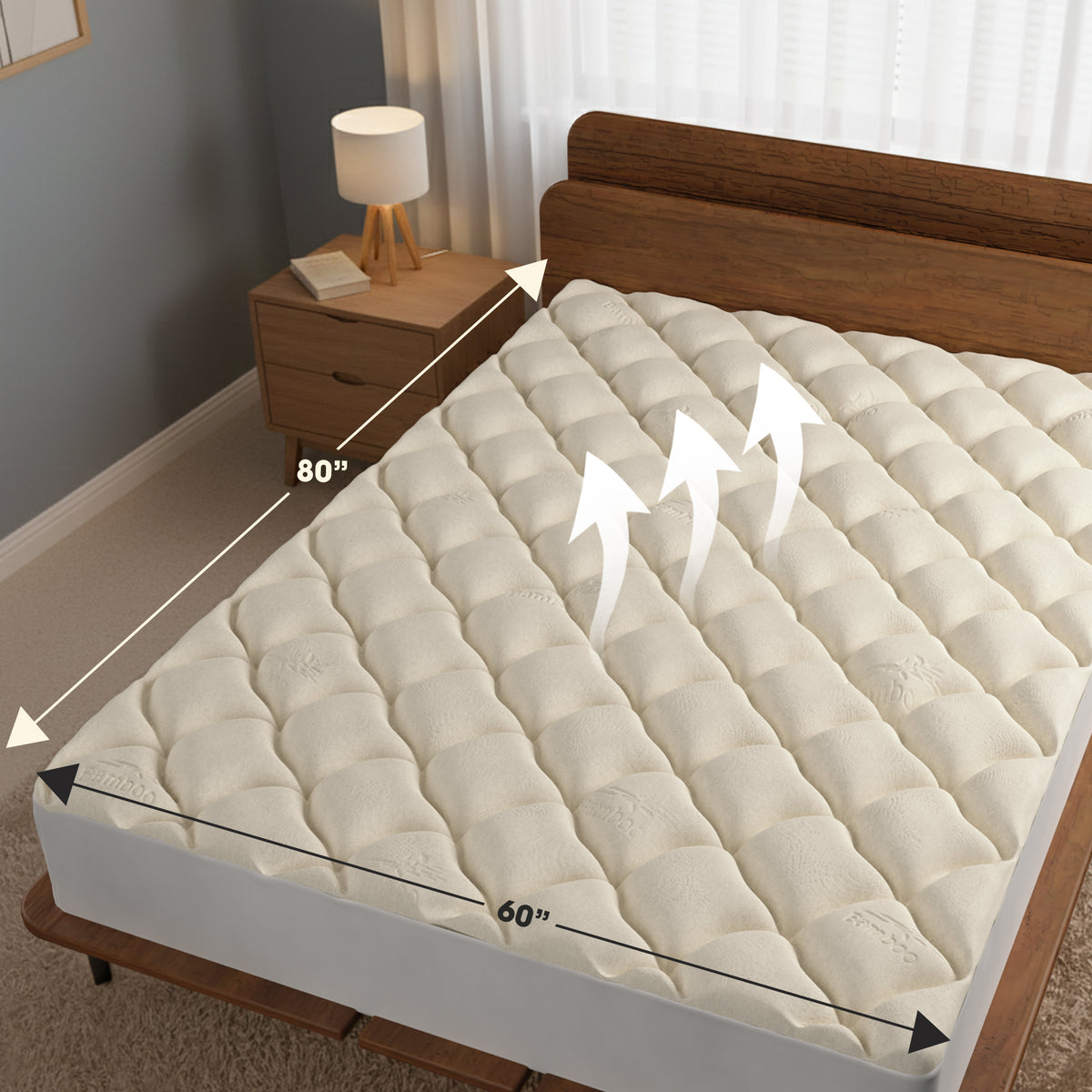 Cheer Collection Plush Bamboo Mattress Topper - Assorted Sizes