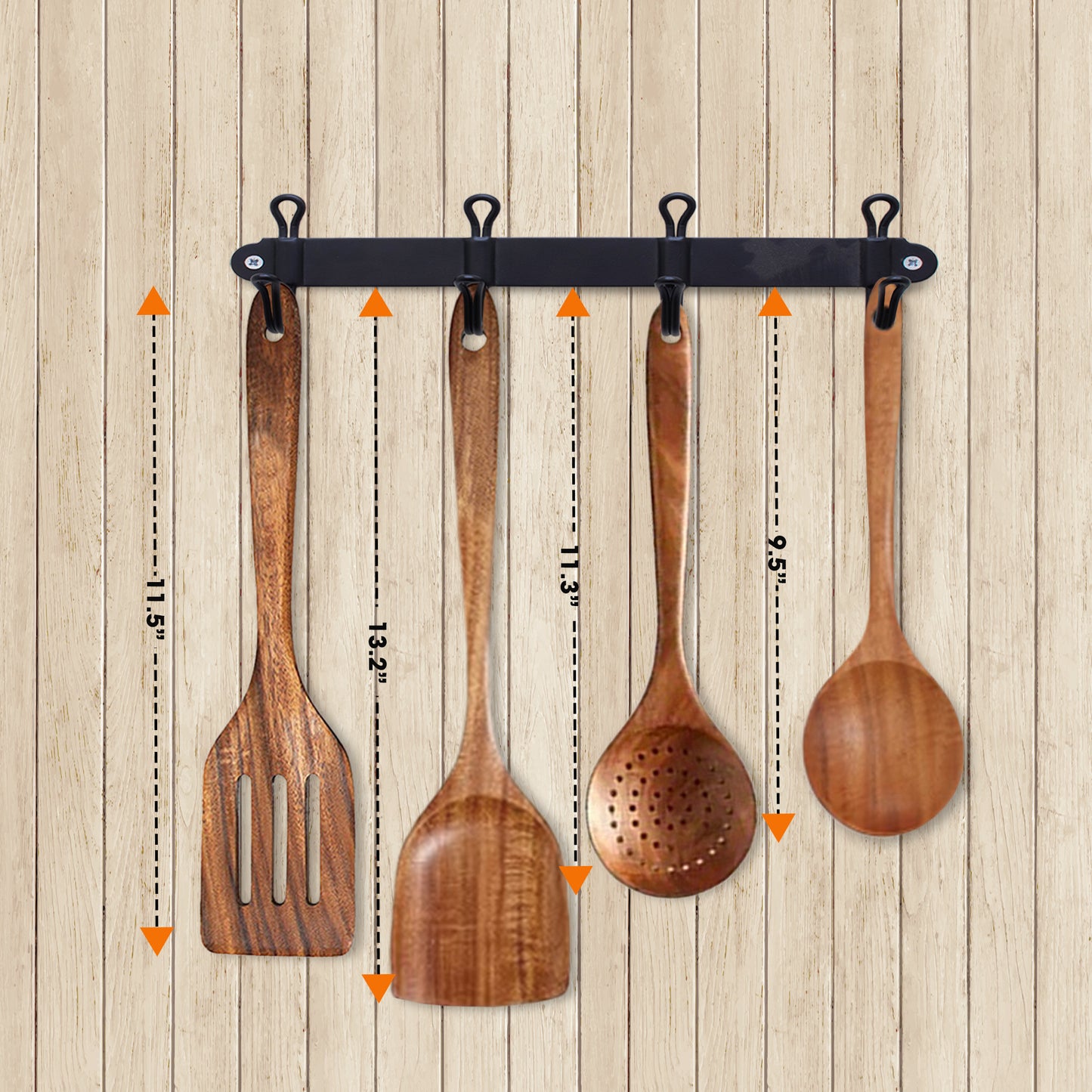 Cheer Collection Premium Teak Wood Spatula Set – Elegant 4-Piece Handcrafted Utensils for Effortless Cooking