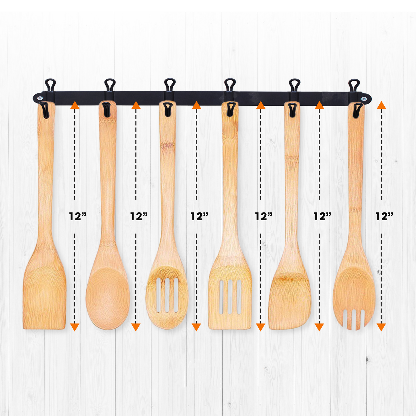 Cheer Collection Premium Bamboo Cooking Utensil Set – 6 Piece Non-Scratch Wooden Spatulas & Spoons for Kitchen