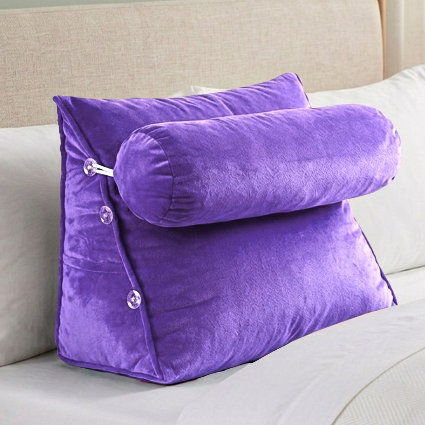 Cheer Collection Wedge Shaped Back Support Pillow and Bed Rest Cushion for Reading, Gaming, Watching - with Adjustable Neck Pillow
