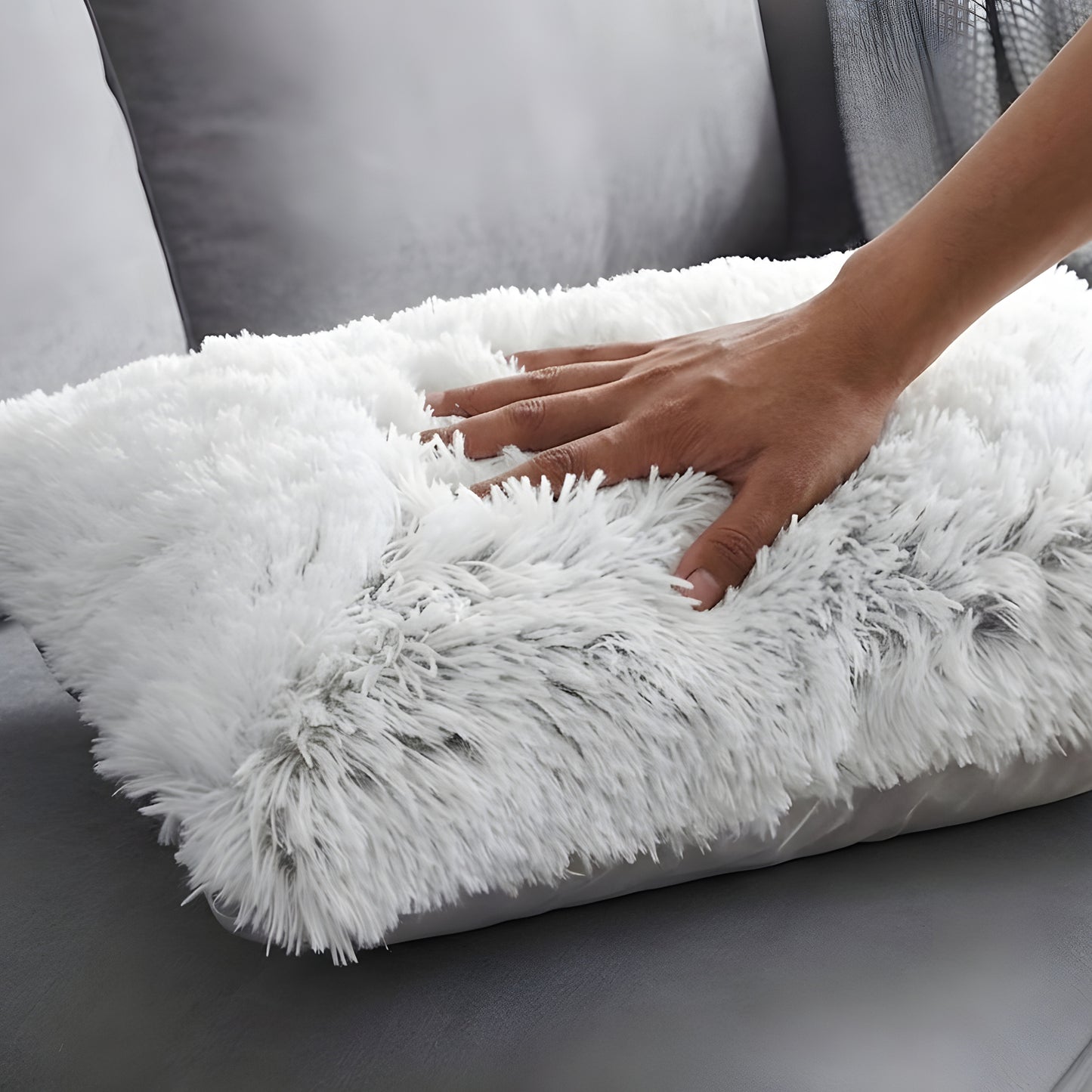 Cheer Collection  Shaggy Long Hair Throw Pillows - Super Soft and Plush Faux Fur Lumbar Accent Pillows - 12 x 20 - Set of 2
