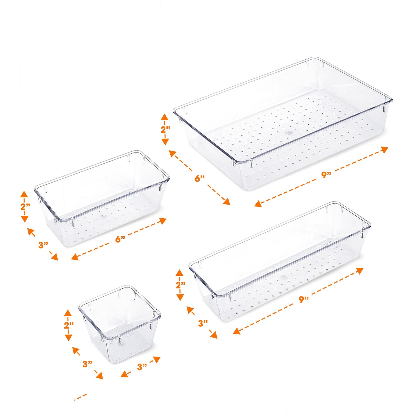 Cheer Collection 25 Piece Clear Plastic Drawer Organizer Set for Makeup, Office, Kitchen & Vanity