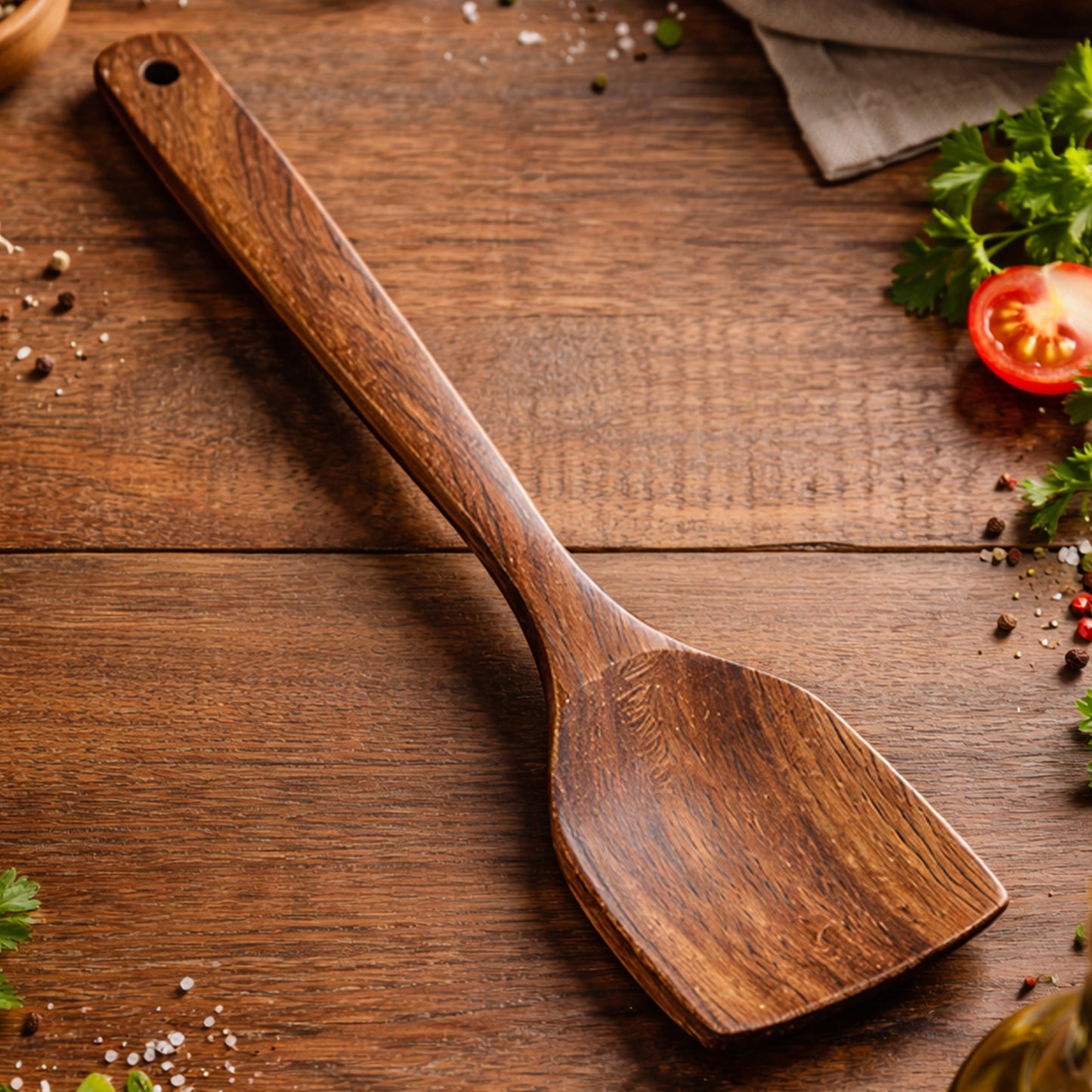 Cheer Collection Teak Wood Cooking Spatula for Nonstick Cookware with Smooth Finish