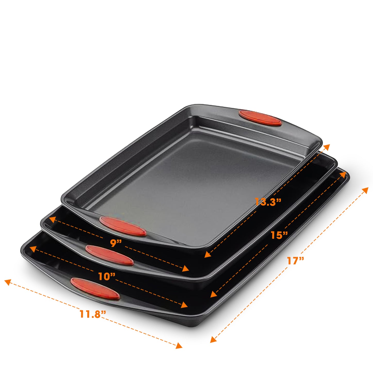 Cheer Collection Set of 3 Durable Nonstick Baking Pans