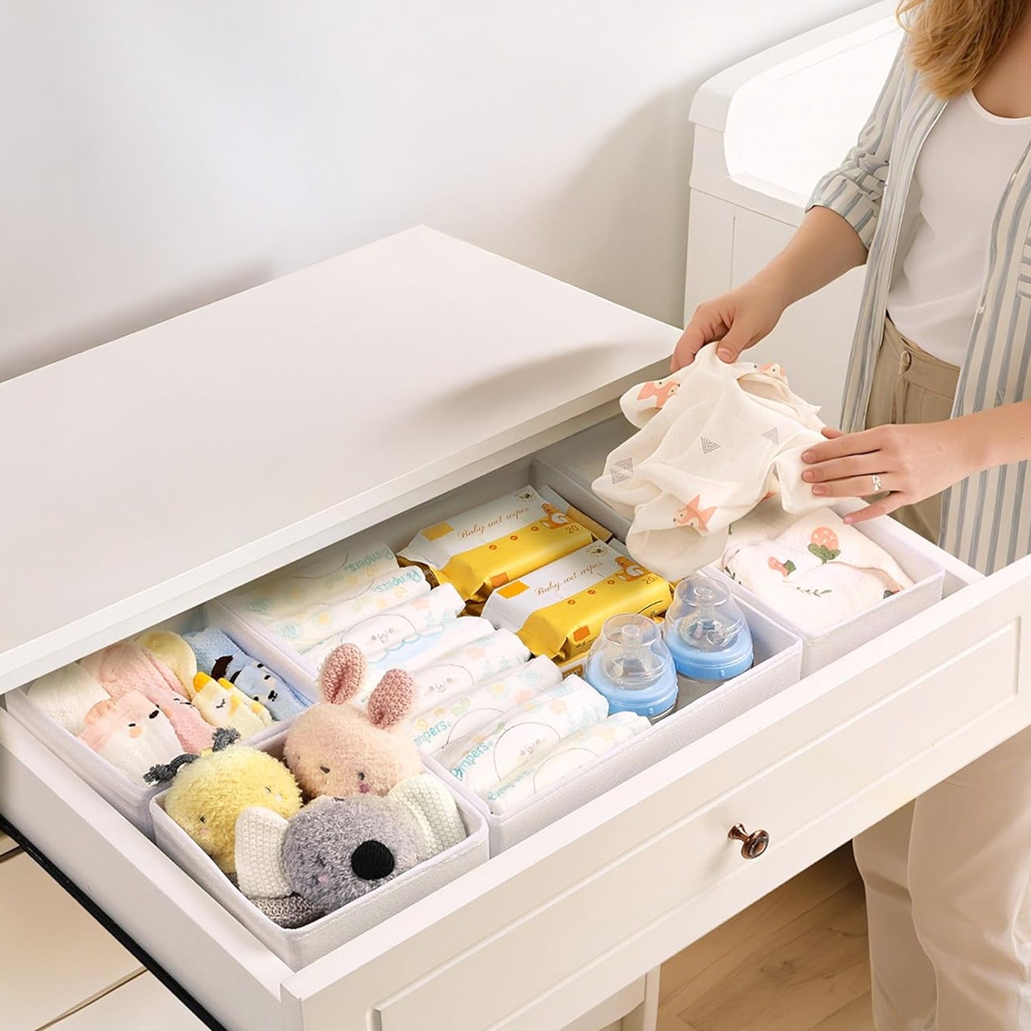 Cheer Collection 12-Piece Foldable Fabric Clothes Drawer Organizer Set