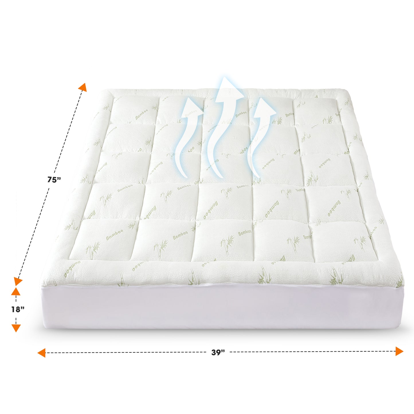 Cheer Collection Bamboo Mattress Topper Filled with Shredded Memory Foam - Cooling Bed Topper for Mattresses