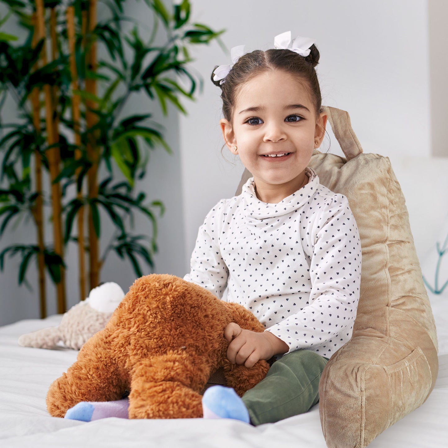 Cheer Collection Kids Size Reading Pillow with Arms for Sitting Up in Bed