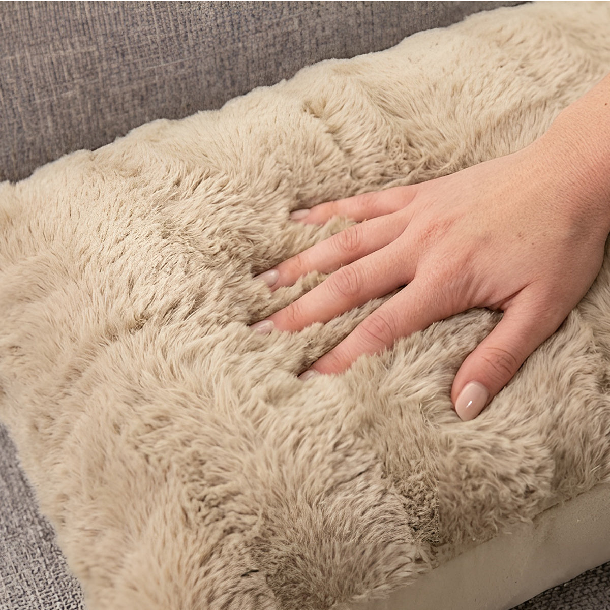 Cheer Collection Faux Fur Throw Pillow - 18" x 40" Long Decorative Body Pillow for Bed or Couch