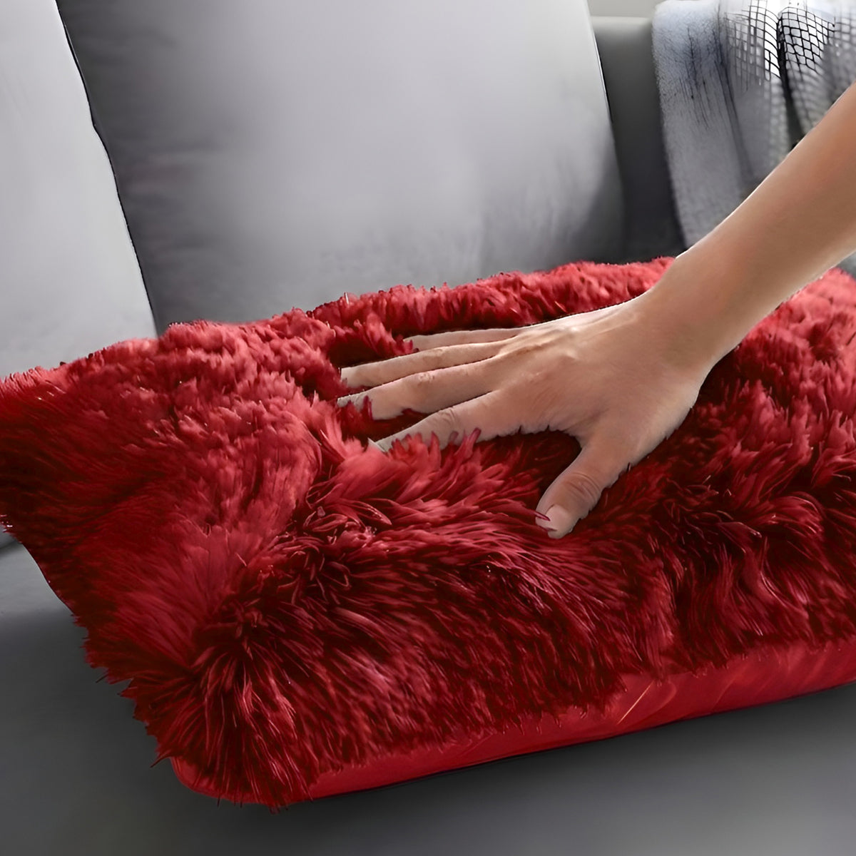 Cheer Collection  Shaggy Long Hair Throw Pillows - Super Soft and Plush Faux Fur Lumbar Accent Pillows - 12 x 20 - Set of 2