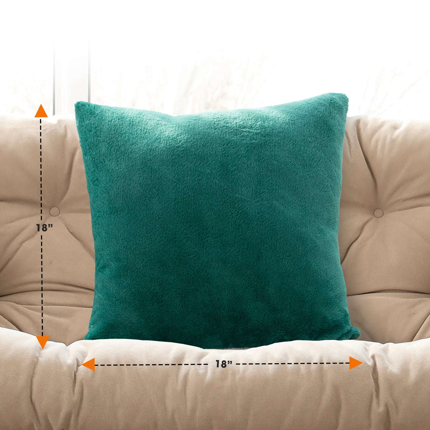 Cheer Collection Microsherpa Throw Pillow - Ultra Soft and Fluffy, Elegant Home Decor, Velvet Stylish Accent Pillows - 18" x 18" - Set of 2
