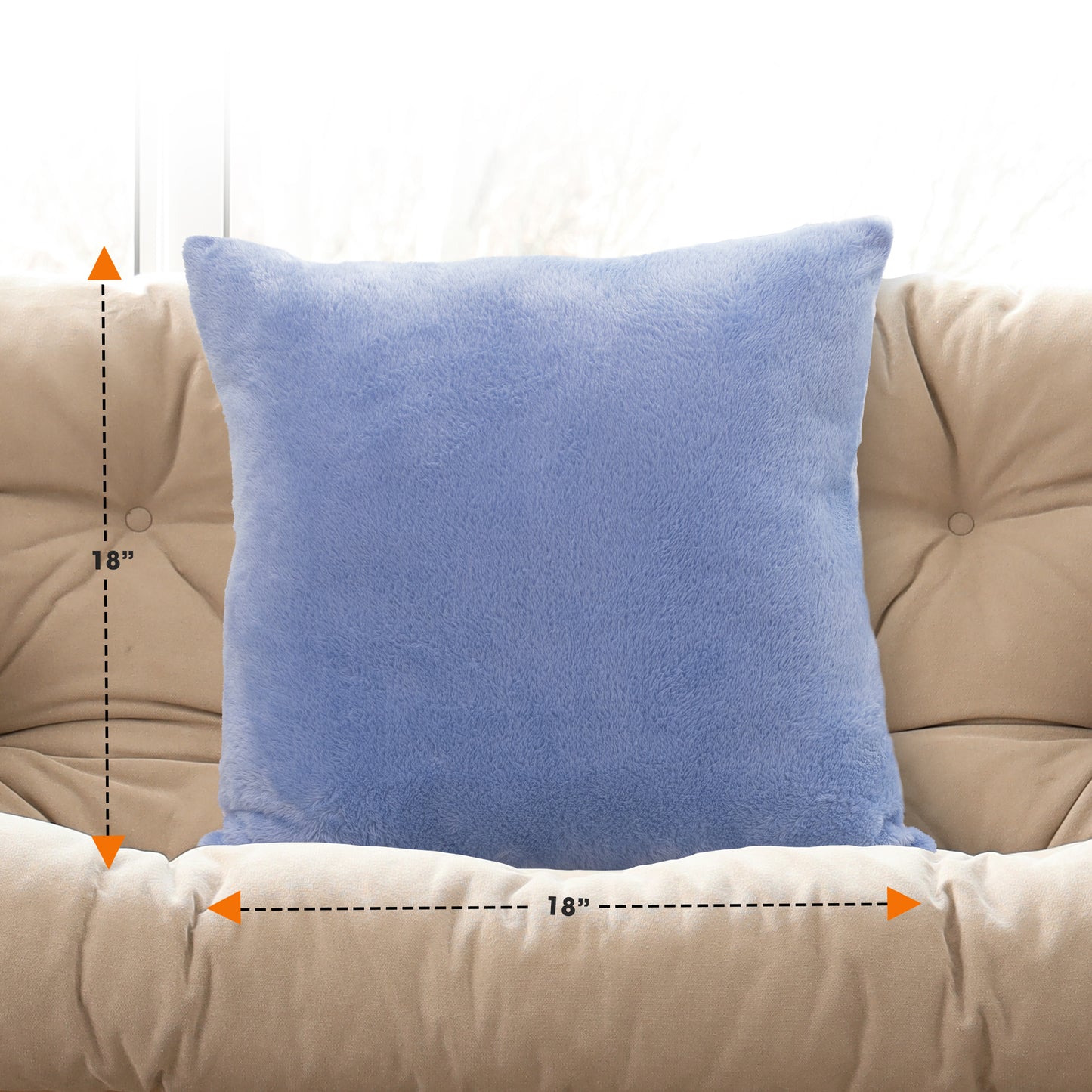 Cheer Collection Microsherpa Throw Pillow - Ultra Soft and Fluffy, Elegant Home Decor, Velvet Stylish Accent Pillows - 18" x 18" - Set of 2