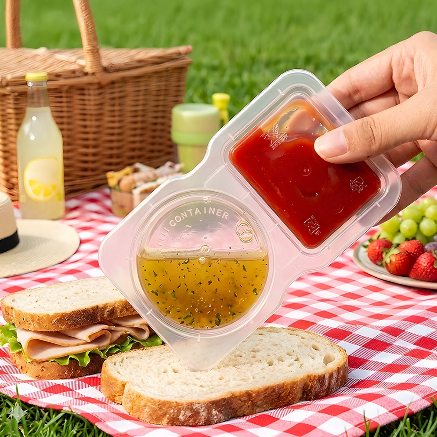 Cheer Collection BPA-Free Reusable Food Storage Containers with Dual Compartments and Lids