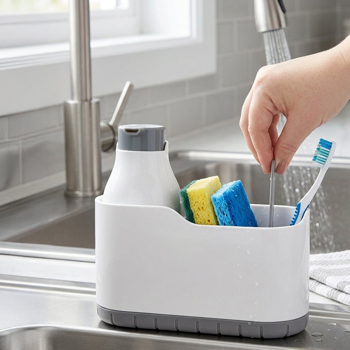Cheer Collection Bathroom Organizer with Foaming Soap Pump & Dispenser