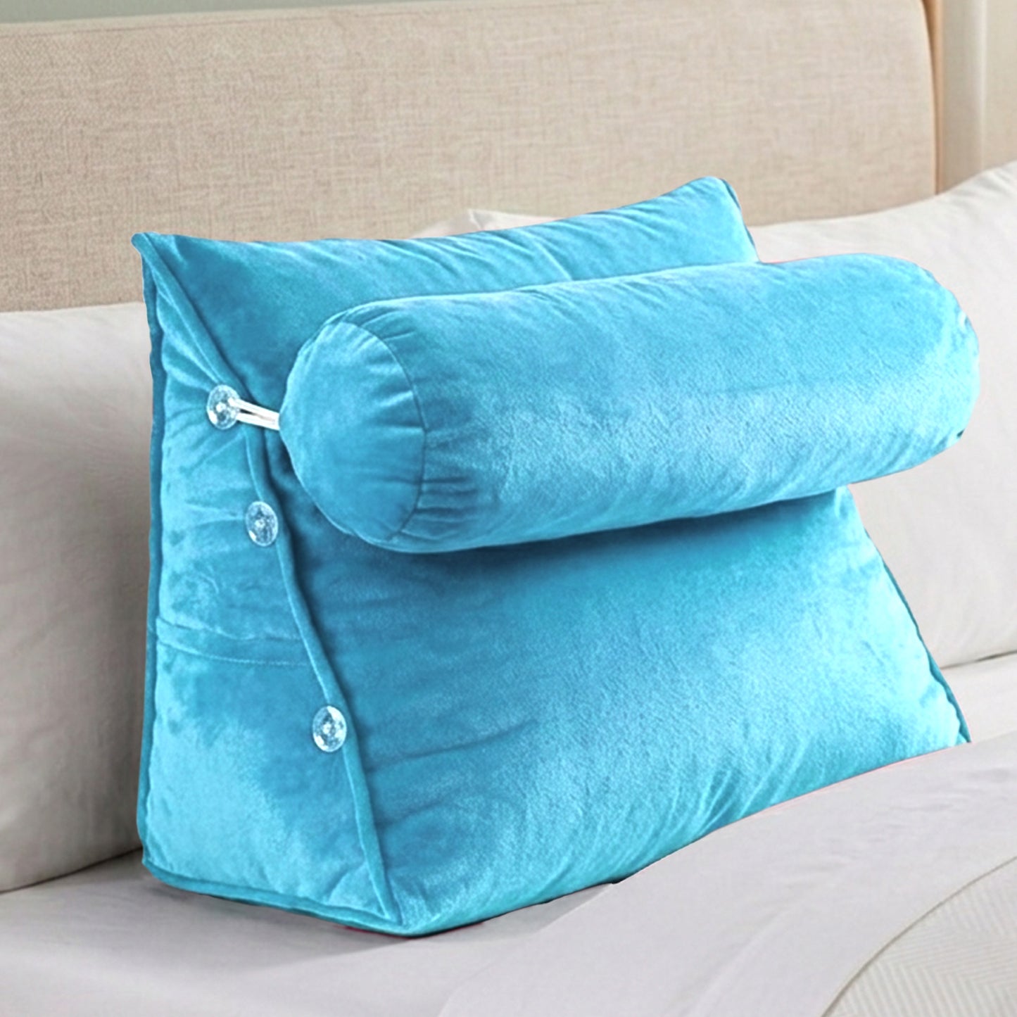Cheer Collection Wedge Shaped Back Support Pillow and Bed Rest Cushion for Reading, Gaming, Watching - with Adjustable Neck Pillow
