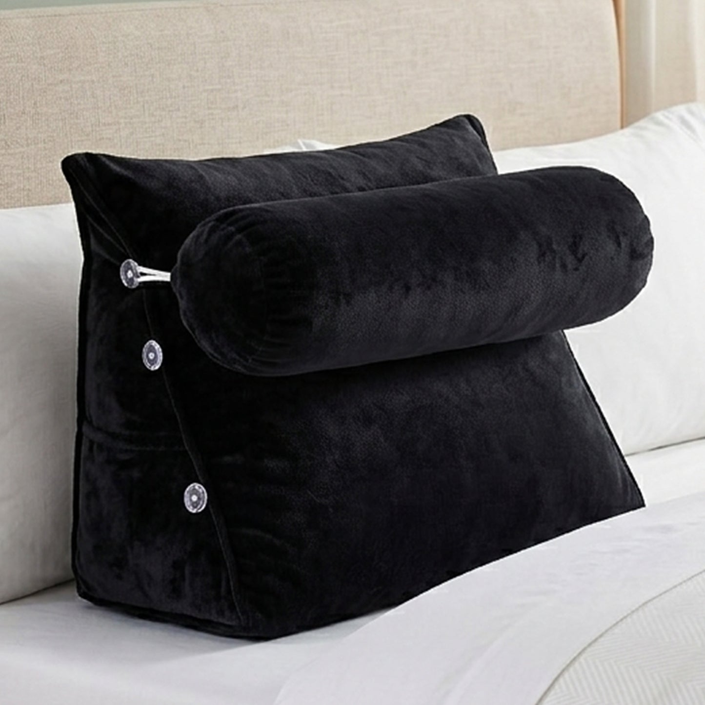 Cheer Collection Wedge Shaped Back Support Pillow and Bed Rest Cushion for Reading, Gaming, Watching - with Adjustable Neck Pillow