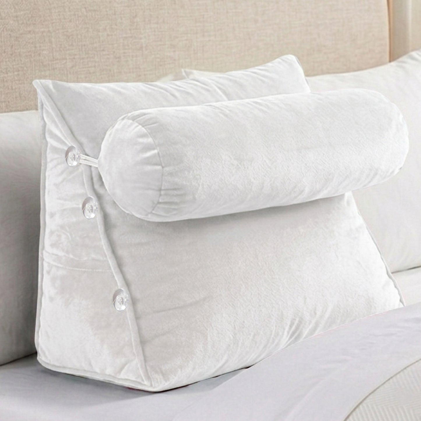Cheer Collection Wedge Shaped Back Support Pillow and Bed Rest Cushion for Reading, Gaming, Watching - with Adjustable Neck Pillow