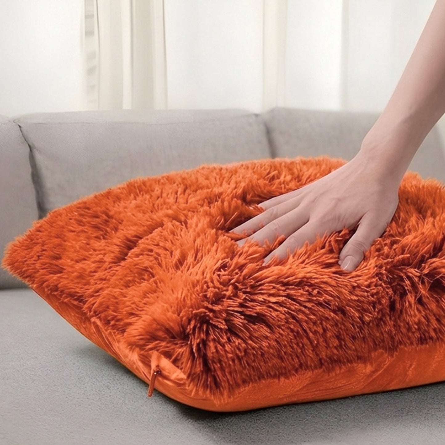 Cheer Collection Set of 2 Shaggy Long Hair Throw Pillows | Super Soft and Plush Faux Fur Accent Pillows - 18 x 18 inches