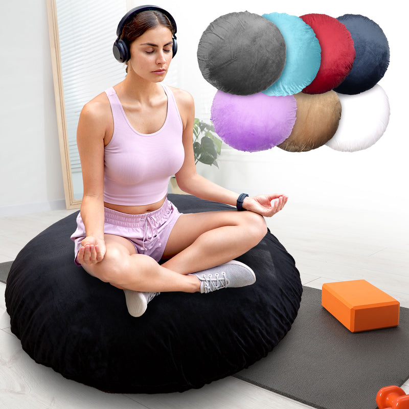 Cheer Collection 32" Round Floor Pillow for Preppy Room Decor - Soft Meditation Yoga Cushion with Insert