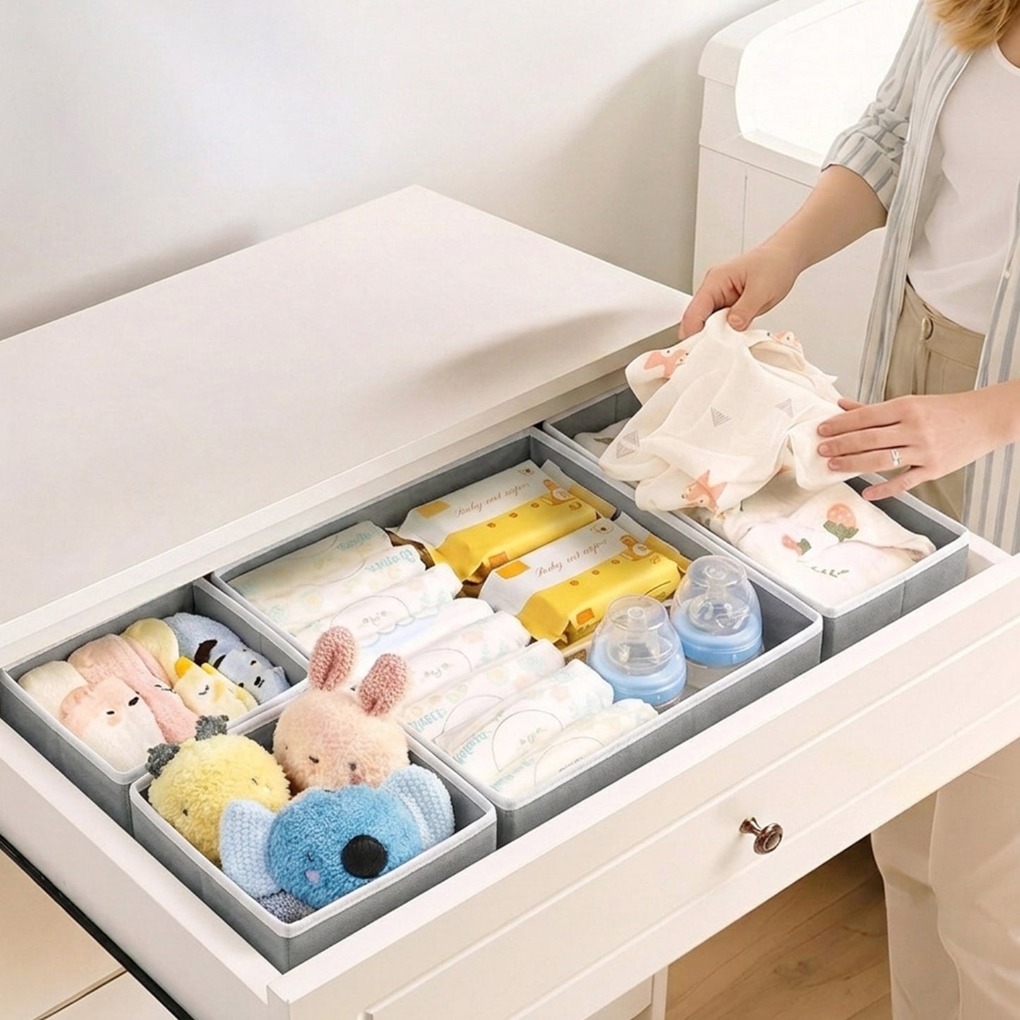 Cheer Collection 12-Piece Foldable Fabric Clothes Drawer Organizer Set